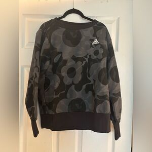 Women’s Adidas Black and Gray Floral Sweatshirt-Small